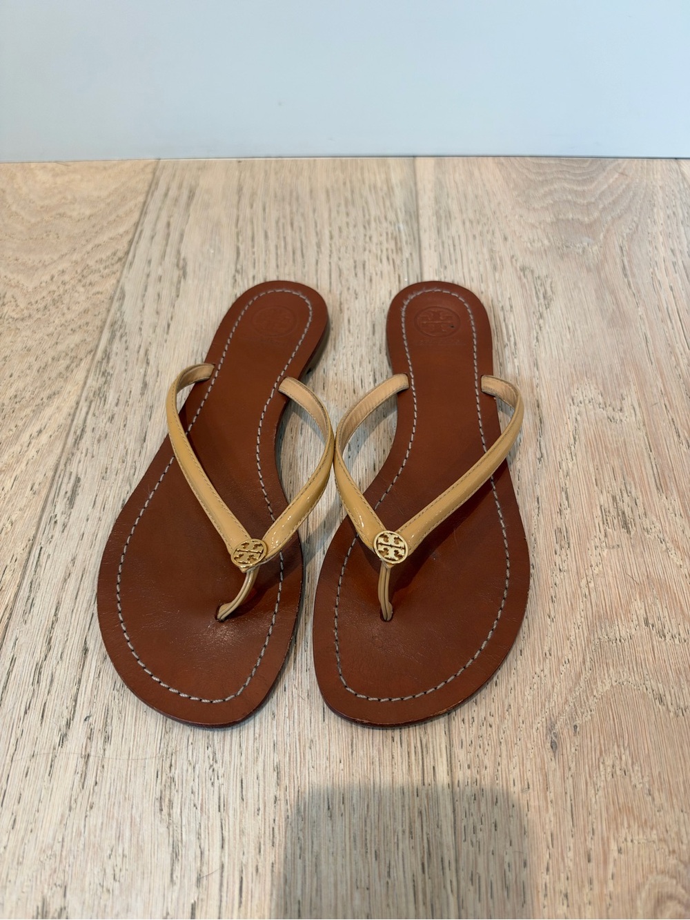 Tory Burch Nude Leather Thong Sandal